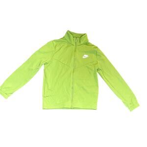 Nike Sportswear Jacket Big Kids Medium Green Swoosh Fleece Lined Pocket Full Zip